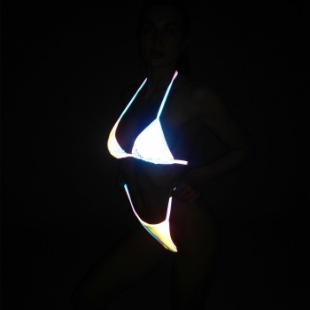 2023 Summer Rainbow Color Reflective Bikini Women Sexy Beach Reflect Light In Dark Shiny Swimsuit Bikinis Sets